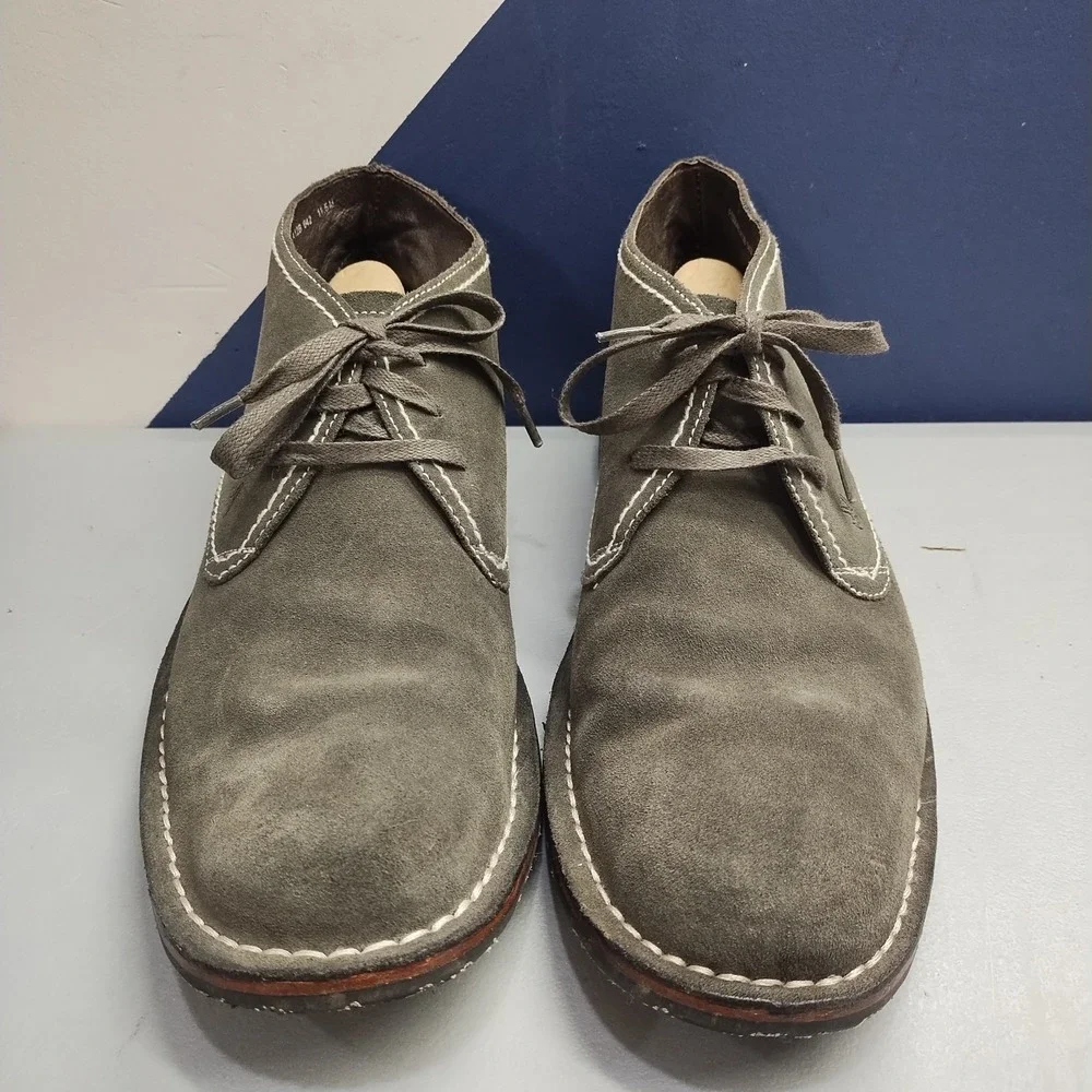 John Varvatos Chukka Boots Mens Size 11.5M Gray Contrast Topstitching Lace Up